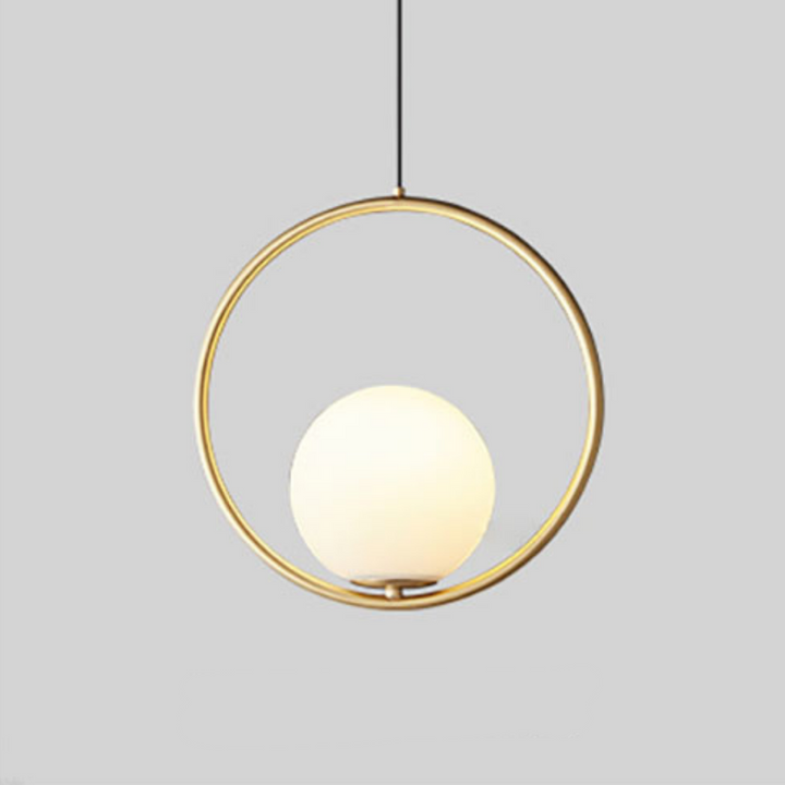 Suspension Pendant Lamp - Globe in Oval Ring Frame