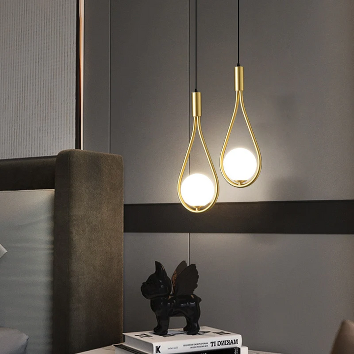 Suspension Pendant Lamp - Globe in Teardrop Loop
