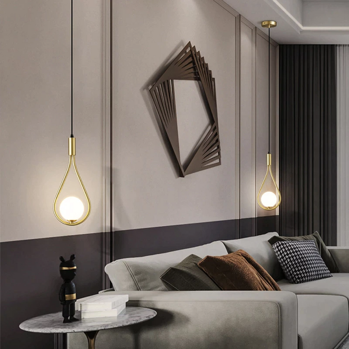 Suspension Pendant Lamp - Globe in Teardrop Loop