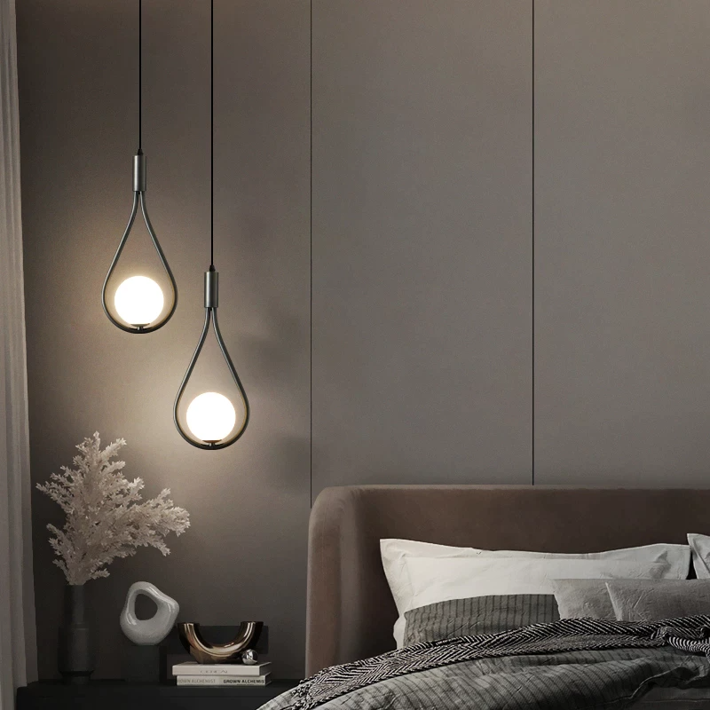 Suspension Pendant Lamp - Globe in Teardrop Loop