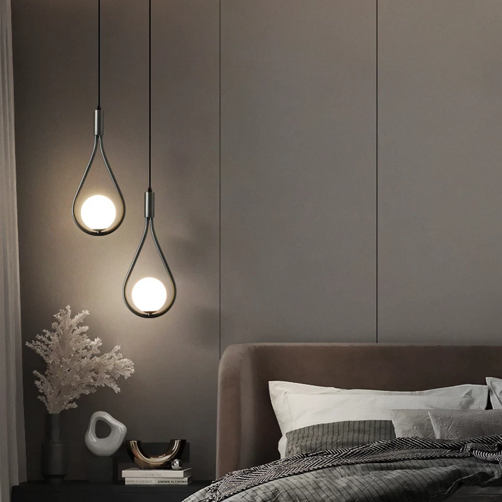 Suspension Pendant Lamp - Globe in Teardrop Loop