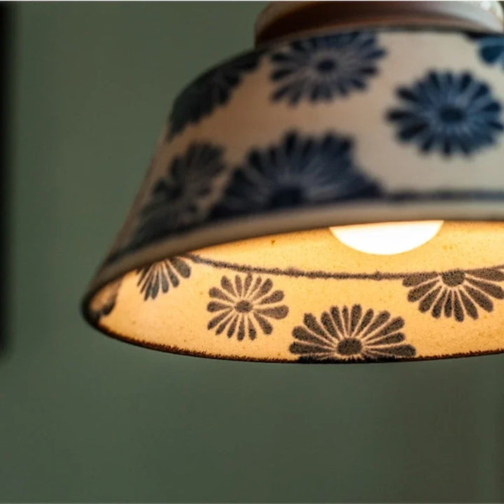 Suspension Pendant Lamp - Patterned Tapered Shade