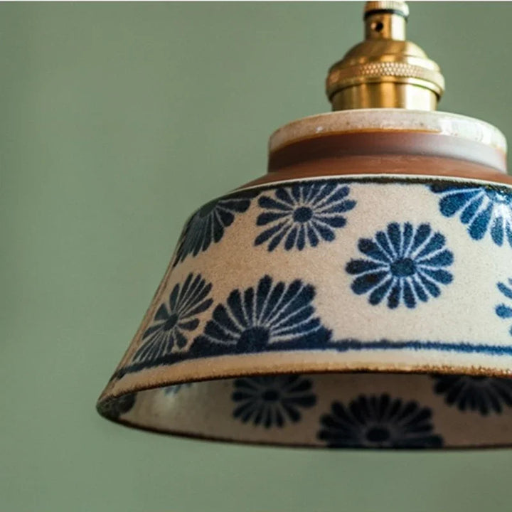 Suspension Pendant Lamp - Patterned Tapered Shade