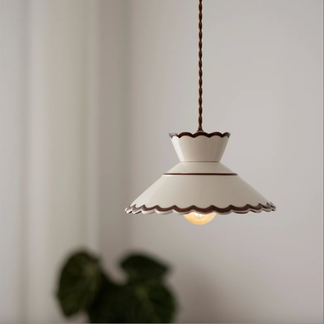 Suspension Pendant Lamp - Patterned Tapered Shade