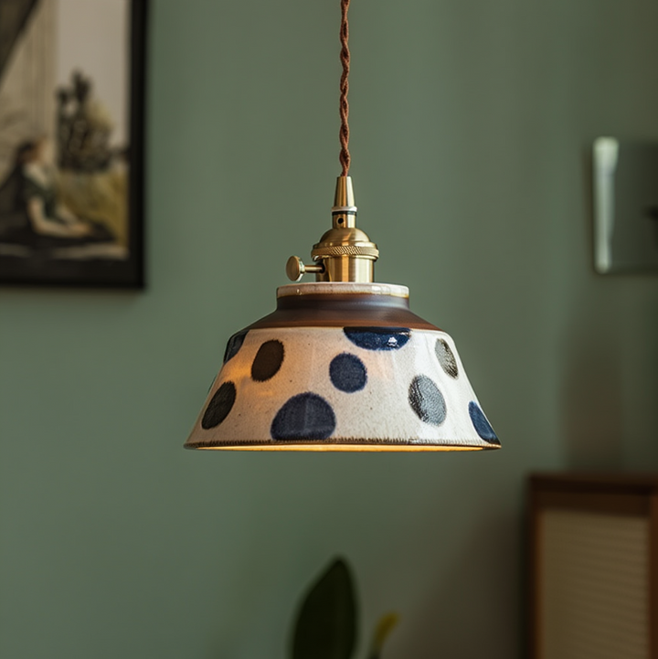 Suspension Pendant Lamp - Patterned Tapered Shade