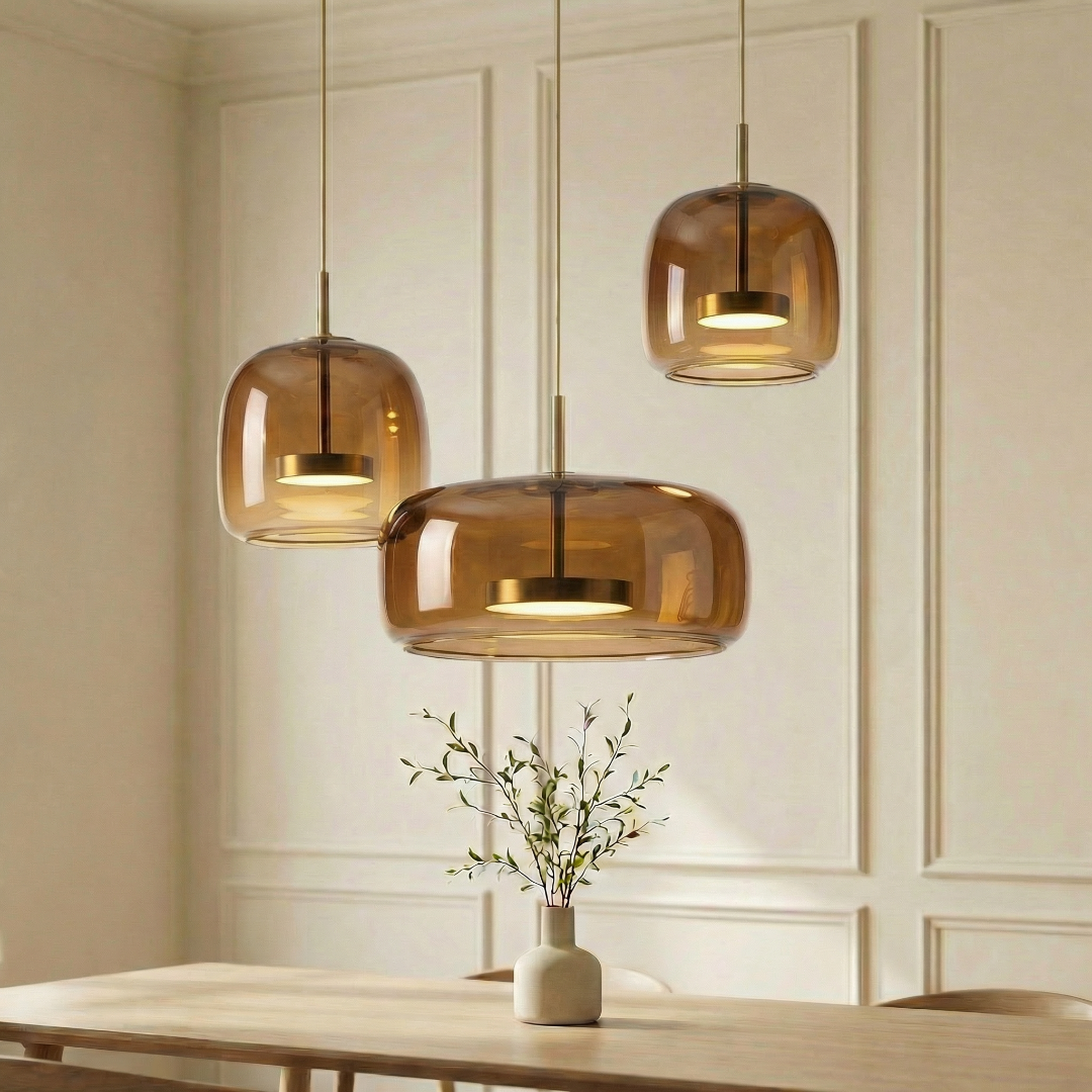 Suspension Pendant Lamp - Rounded Shade with Inner Diffuser Disc