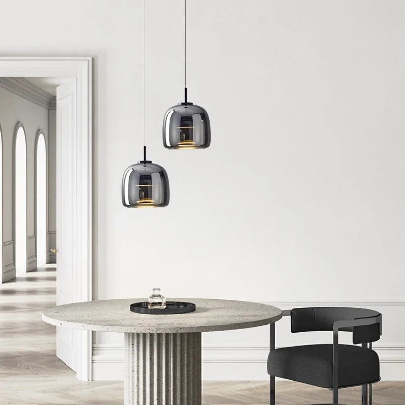 Suspension Pendant Lamp - Rounded Shade with Inner Diffuser Disc