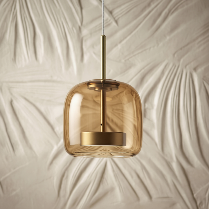 Suspension Pendant Lamp - Rounded Shade with Inner Diffuser Disc
