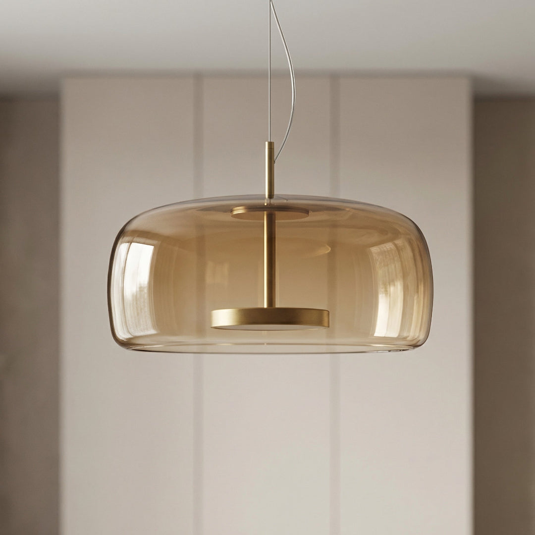 Suspension Pendant Lamp - Rounded Shade with Inner Diffuser Disc