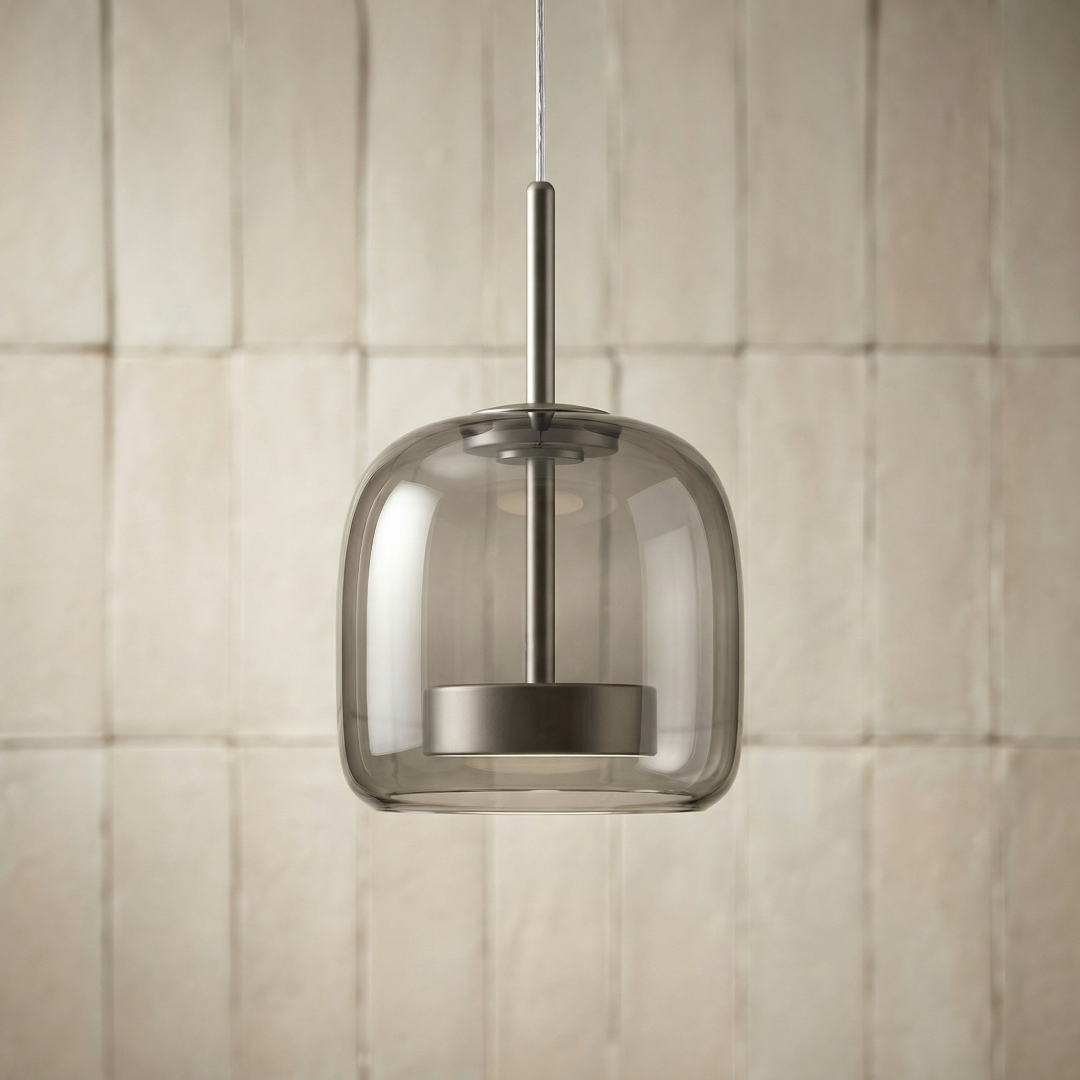 Suspension Pendant Lamp - Rounded Shade with Inner Diffuser Disc