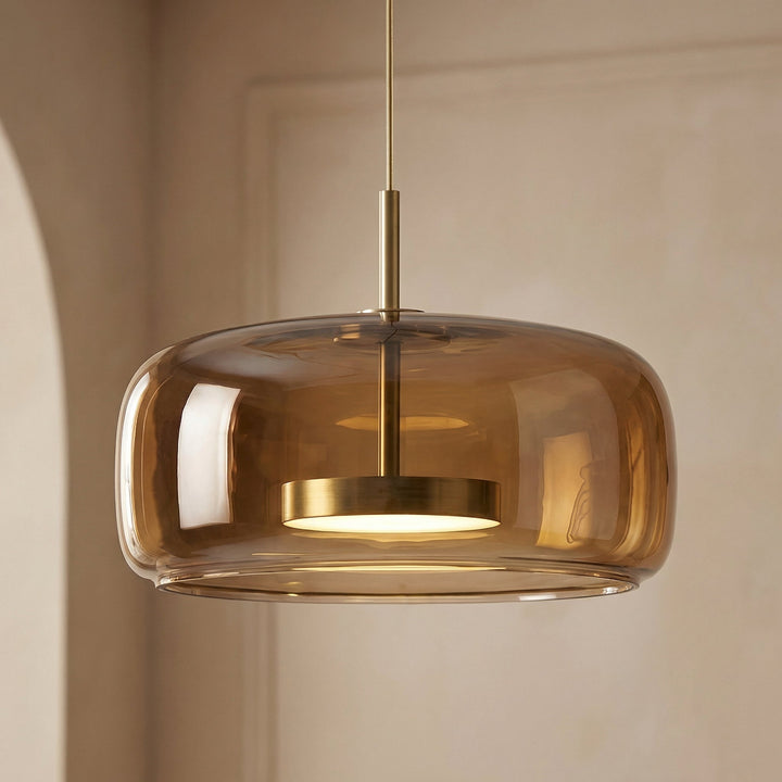 Suspension Pendant Lamp - Rounded Shade with Inner Diffuser Disc