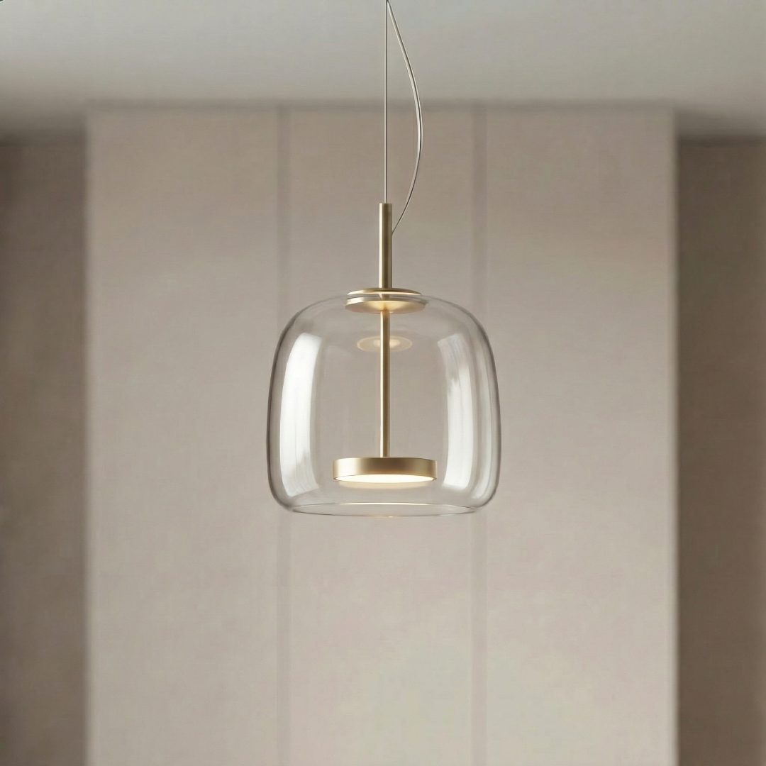 Suspension Pendant Lamp - Rounded Shade with Inner Diffuser Disc