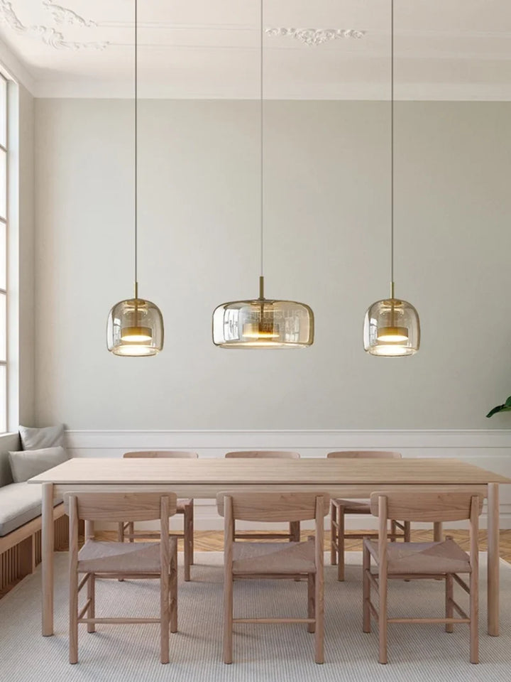 Suspension Pendant Lamp - Rounded Shade with Inner Diffuser Disc