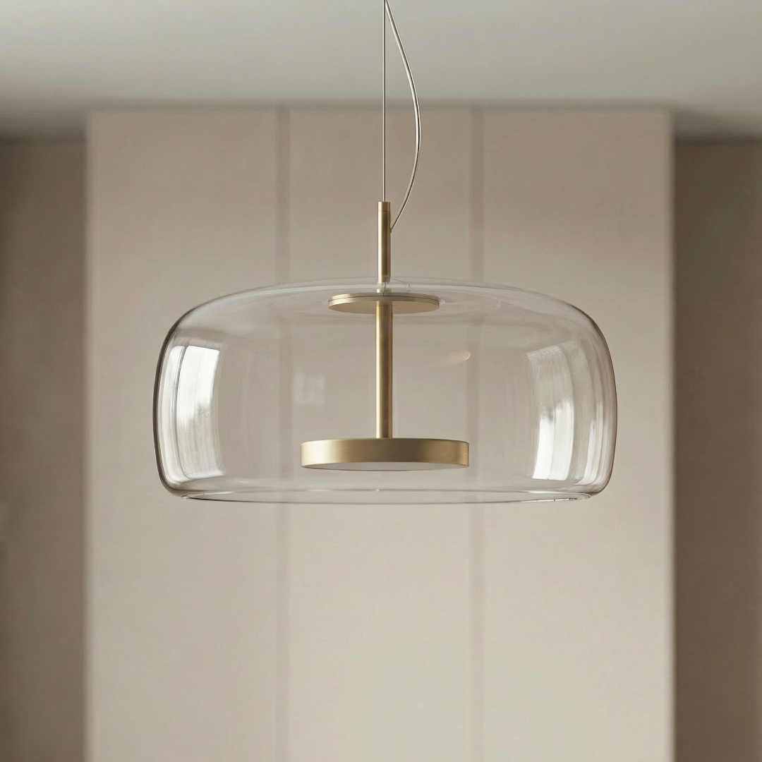 Suspension Pendant Lamp - Rounded Shade with Inner Diffuser Disc