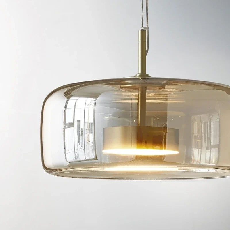 Suspension Pendant Lamp - Rounded Shade with Inner Diffuser Disc