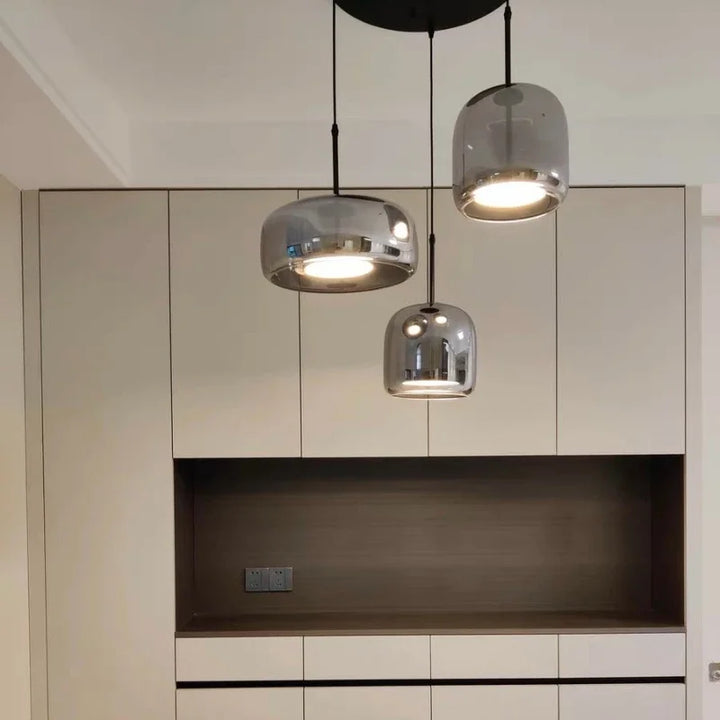 Suspension Pendant Lamp - Rounded Shade with Inner Diffuser Disc