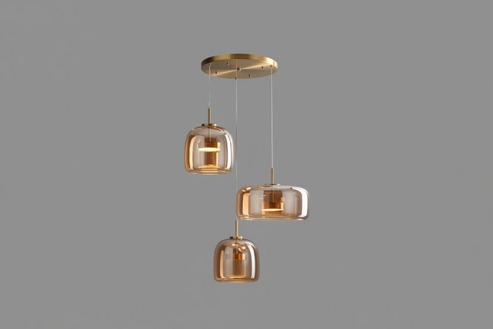 Suspension Pendant Lamp - Rounded Shade with Inner Diffuser Disc