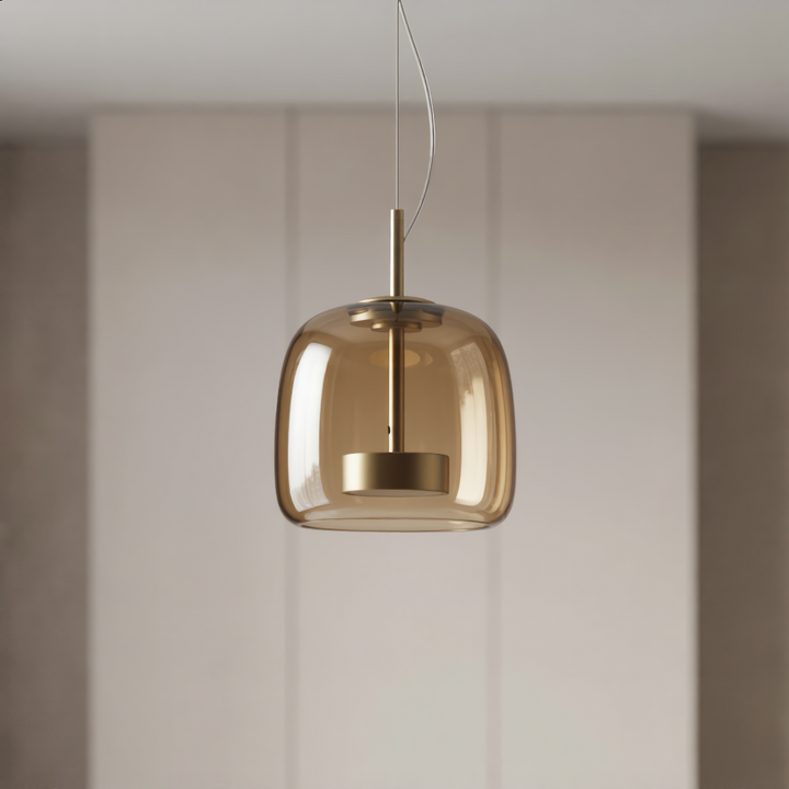 Suspension Pendant Lamp - Rounded Shade with Inner Diffuser Disc