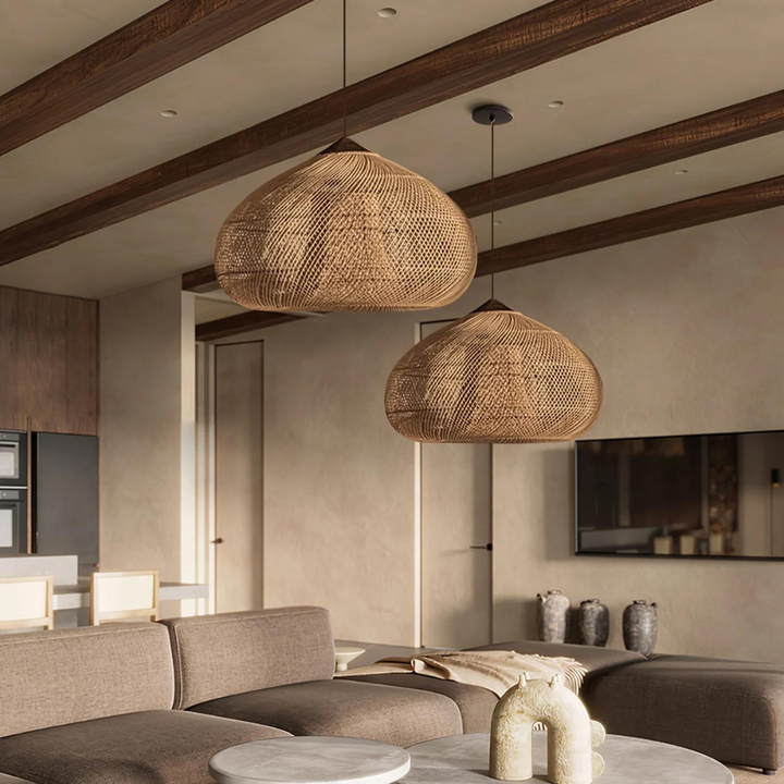Suspension Pendant Lamp - Woven Dome Shade
