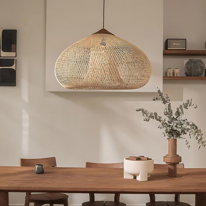 Suspension Pendant Lamp - Woven Dome Shade