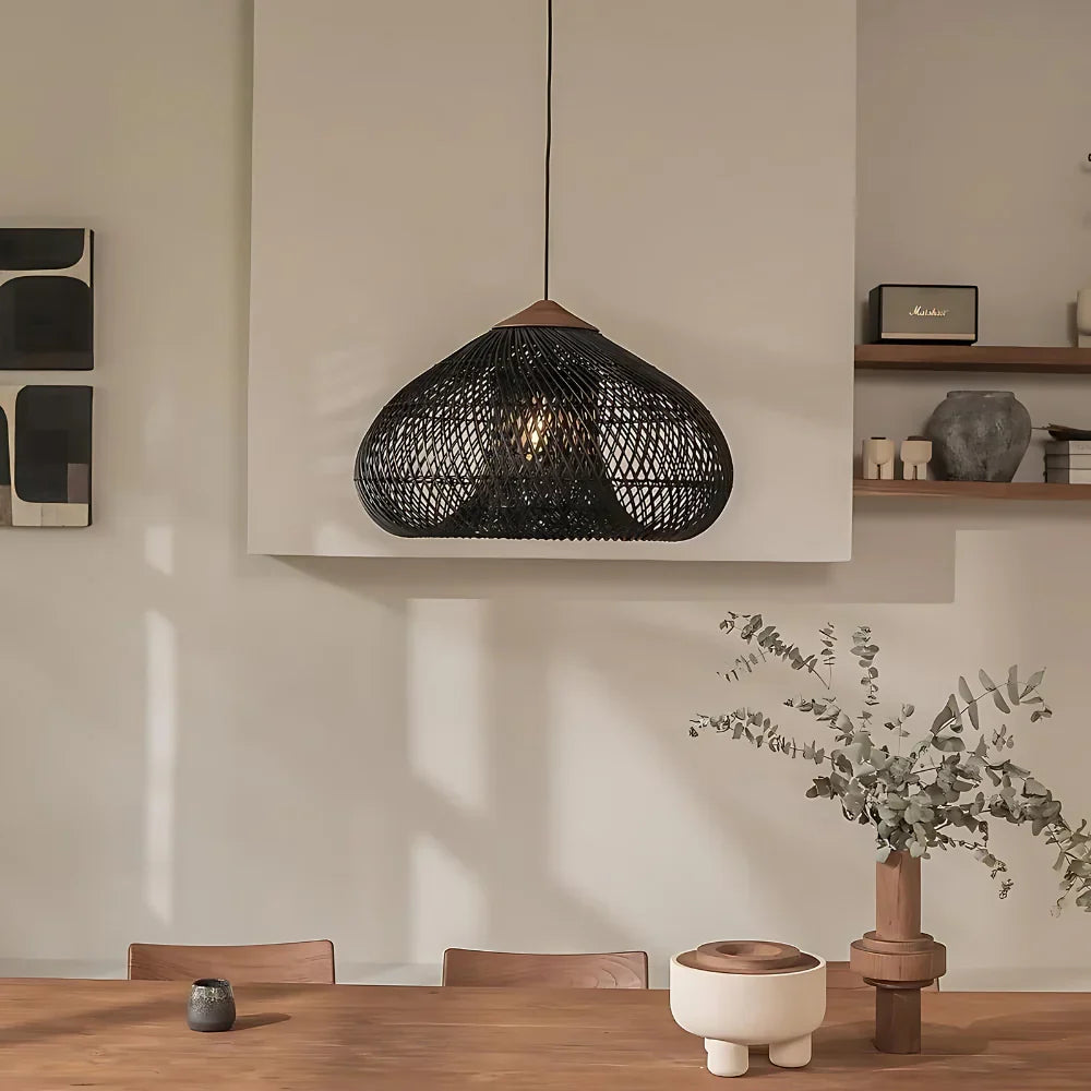 Suspension Pendant Lamp - Woven Dome Shade