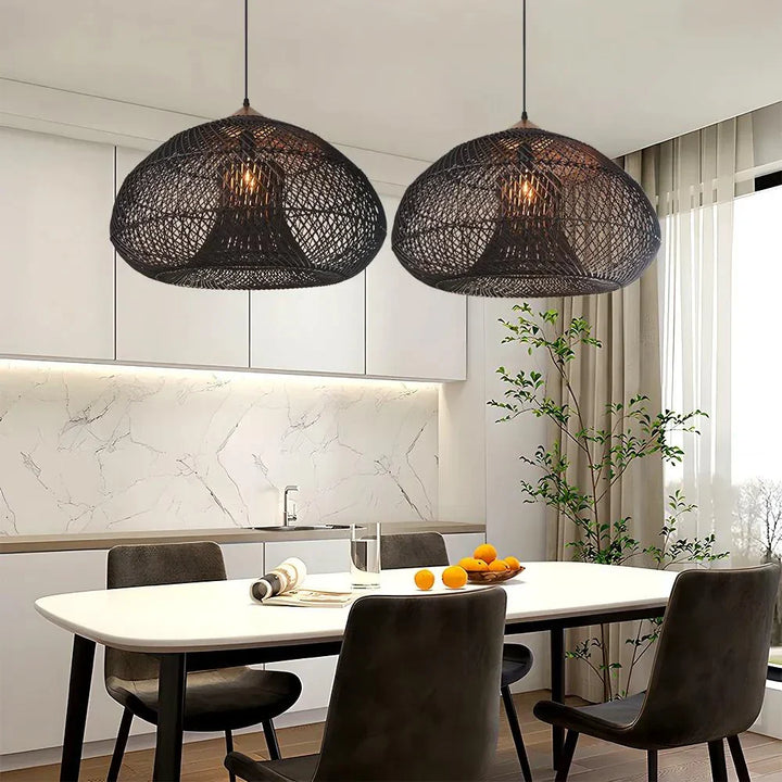 Suspension Pendant Lamp - Woven Dome Shade