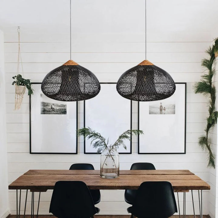 Suspension Pendant Lamp - Woven Dome Shade
