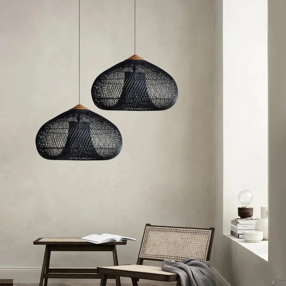 Suspension Pendant Lamp - Woven Dome Shade