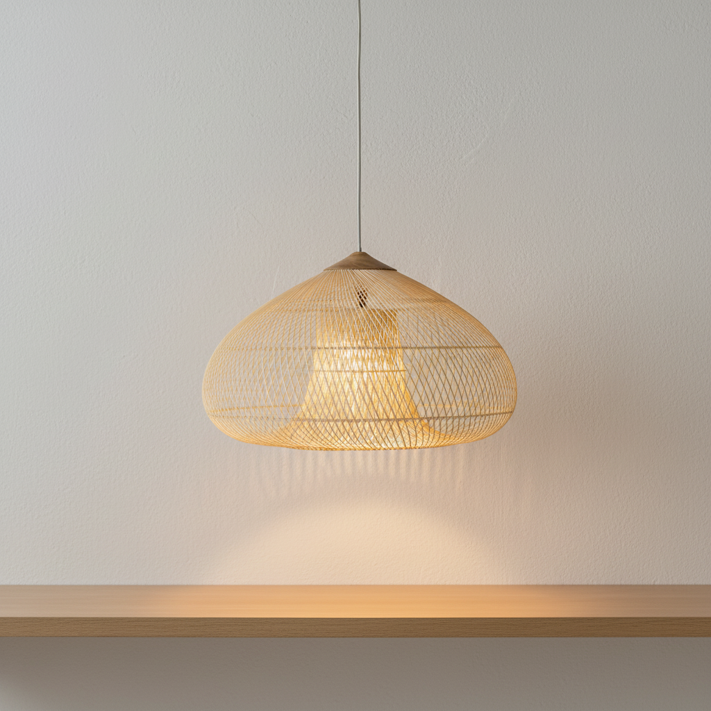 Suspension Pendant Lamp - Woven Dome Shade