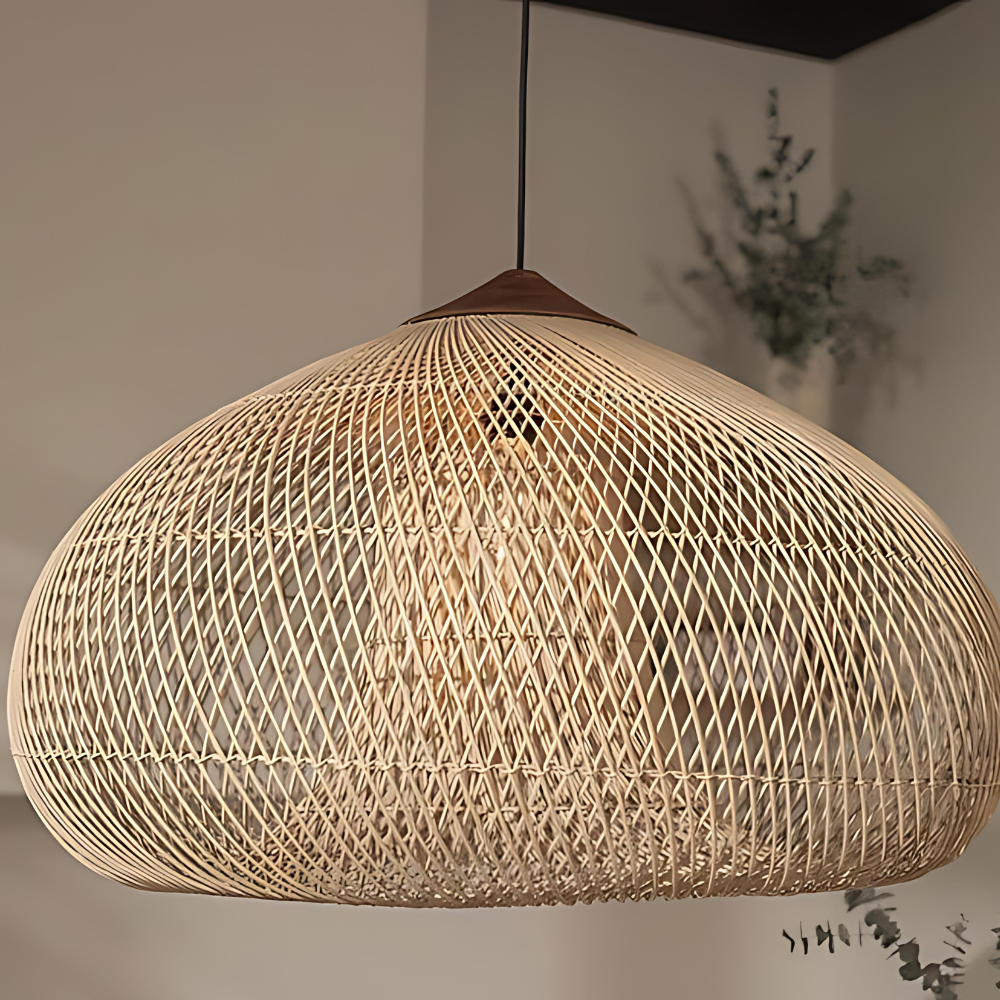 Suspension Pendant Lamp - Woven Dome Shade