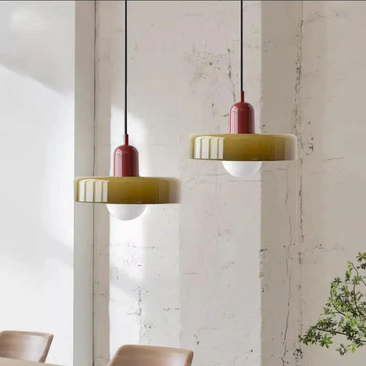 Suspension Pendant Lamp Disc Shade Glass Globe