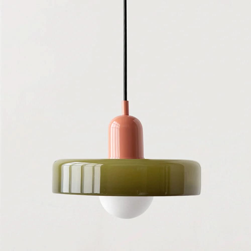 Suspension Pendant Lamp Disc Shade Glass Globe