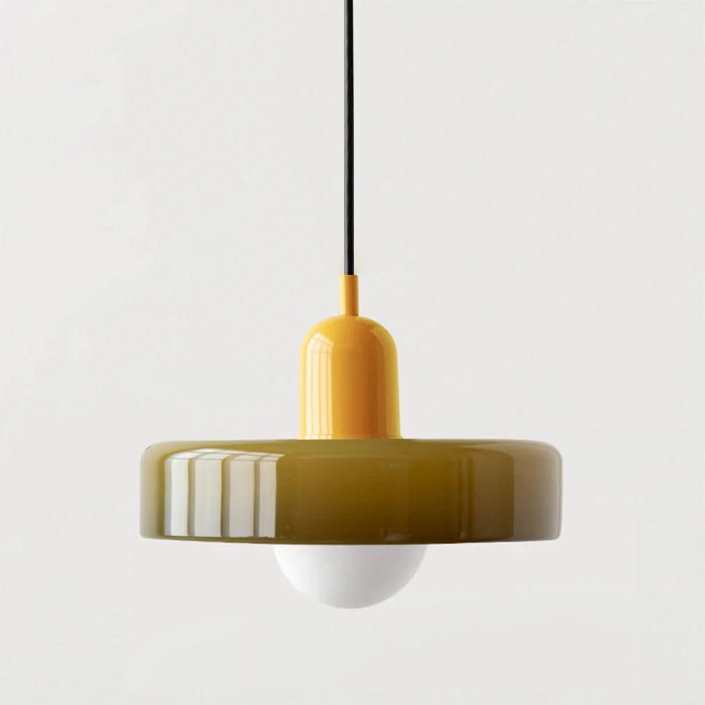 Suspension Pendant Lamp Disc Shade Glass Globe