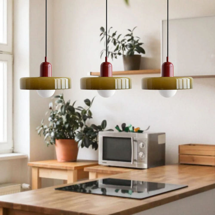 Suspension Pendant Lamp Disc Shade Glass Globe