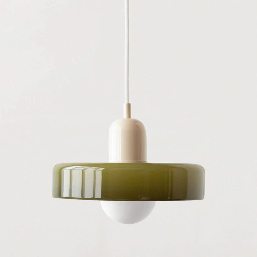 Suspension Pendant Lamp Disc Shade Glass Globe