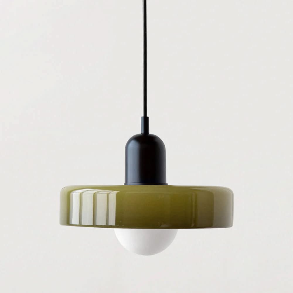 Suspension Pendant Lamp Disc Shade Glass Globe