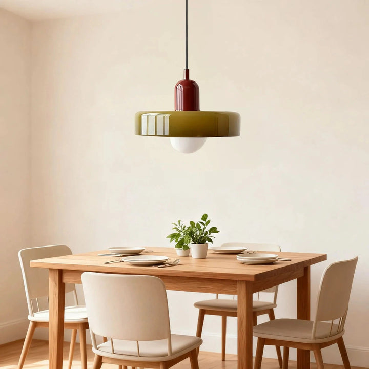 Suspension Pendant Lamp Disc Shade Glass Globe