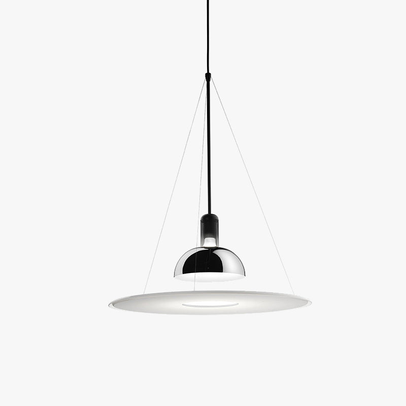 Suspension Pendant Lamp Domed Metal Shade Flat Disc Diffuser