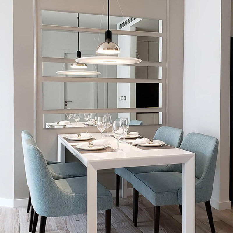 Suspension Pendant Lamp Domed Metal Shade Flat Disc Diffuser