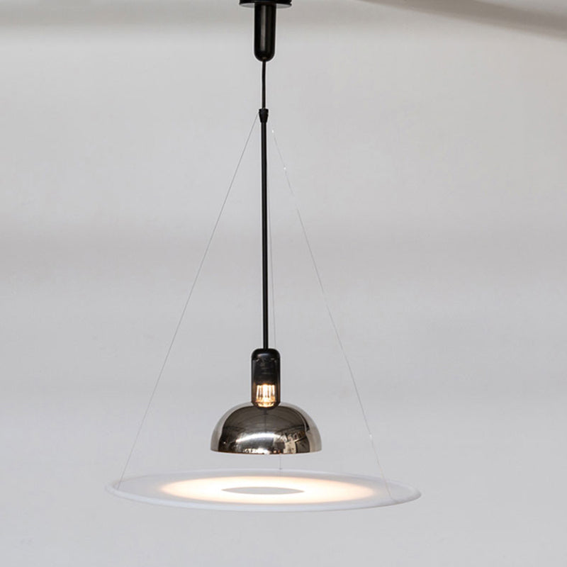 Suspension Pendant Lamp Domed Metal Shade Flat Disc Diffuser