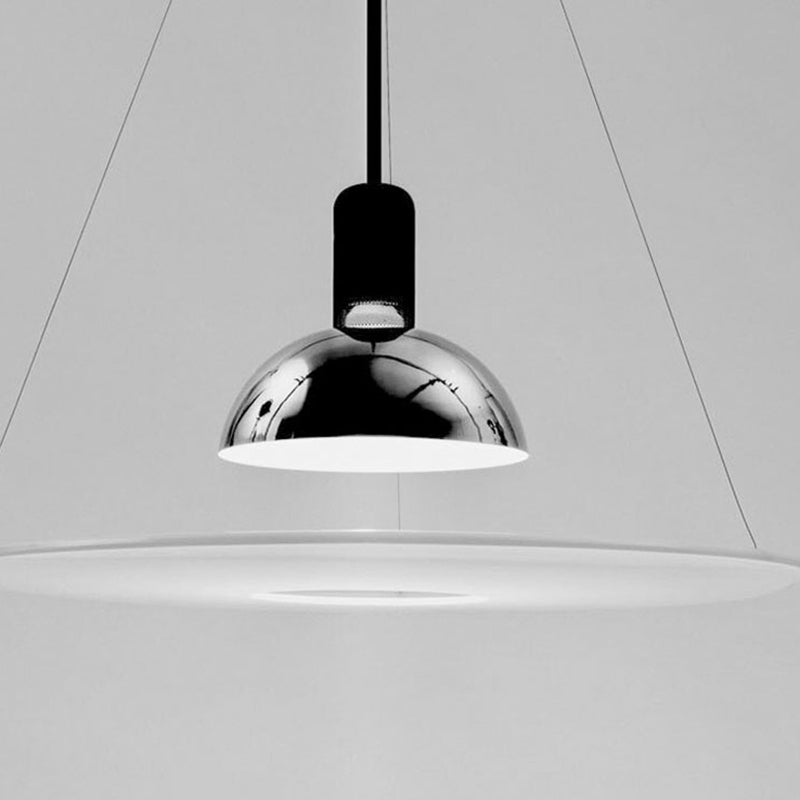 Suspension Pendant Lamp Domed Metal Shade Flat Disc Diffuser