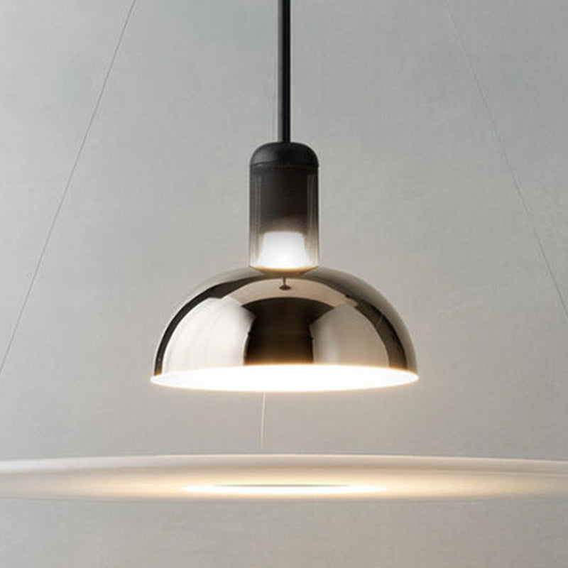 Suspension Pendant Lamp Domed Metal Shade Flat Disc Diffuser