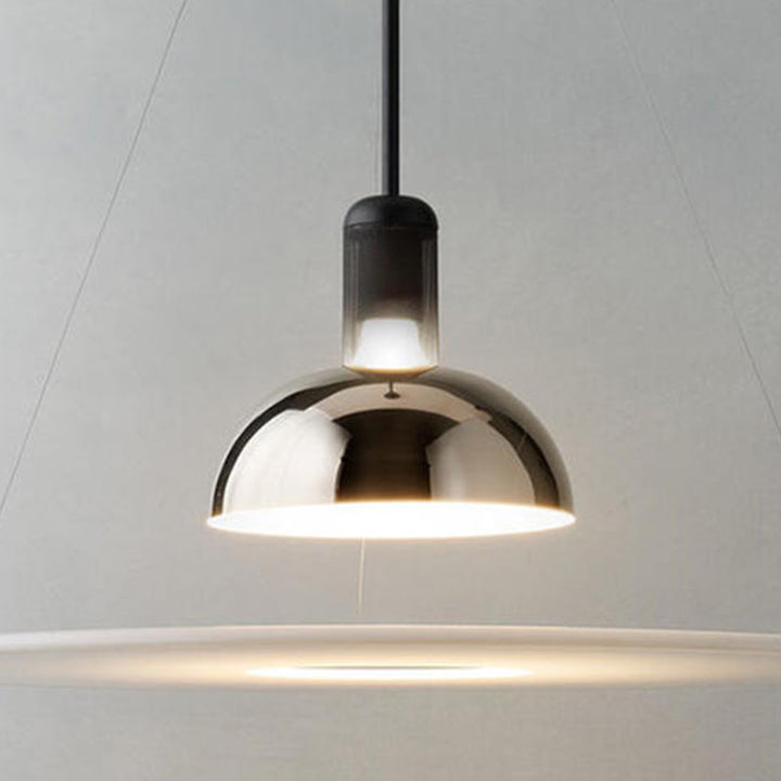 Suspension Pendant Lamp Domed Metal Shade Flat Disc Diffuser