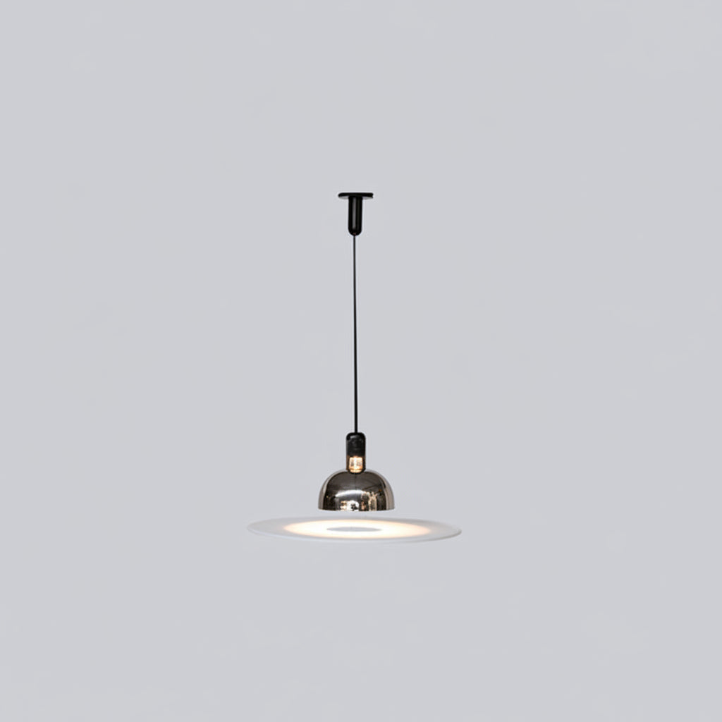 Suspension Pendant Lamp Domed Metal Shade Flat Disc Diffuser