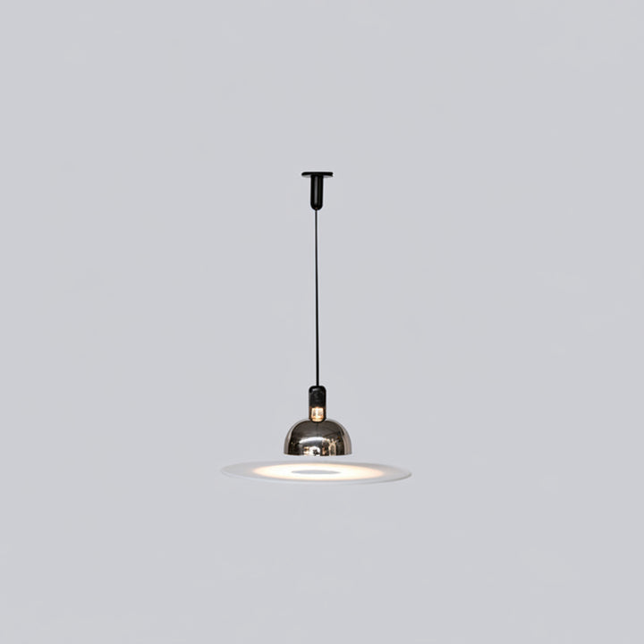 Suspension Pendant Lamp Domed Metal Shade Flat Disc Diffuser