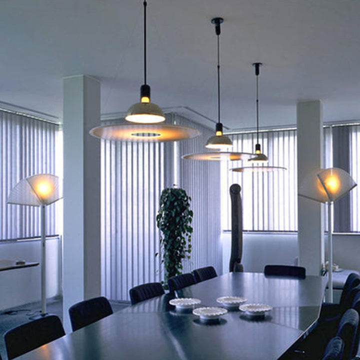 Suspension Pendant Lamp Domed Metal Shade Flat Disc Diffuser