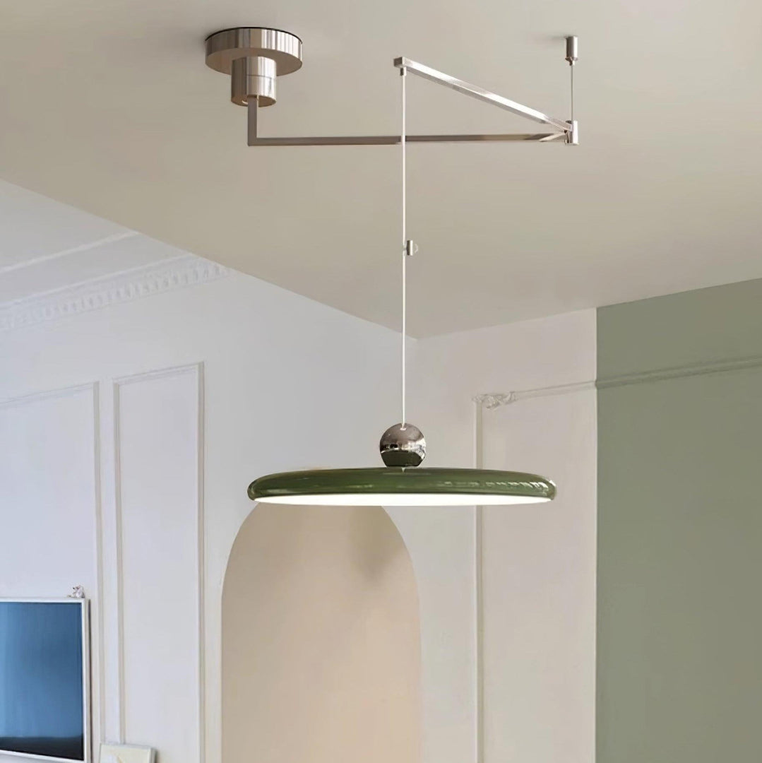 Swing Arm Pendant Ceiling Lamp Adjustable Metal Disc Shade