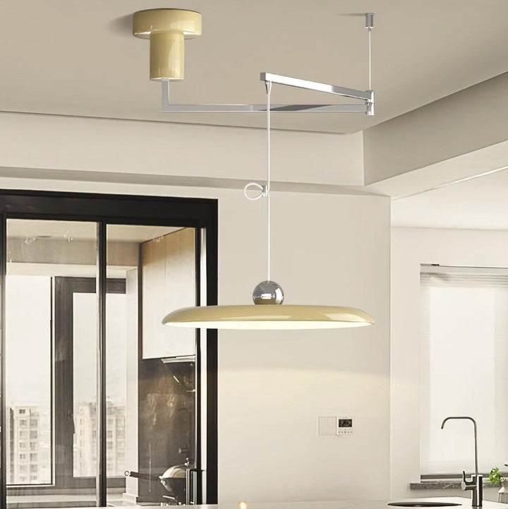Swing Arm Pendant Ceiling Lamp Adjustable Metal Disc Shade