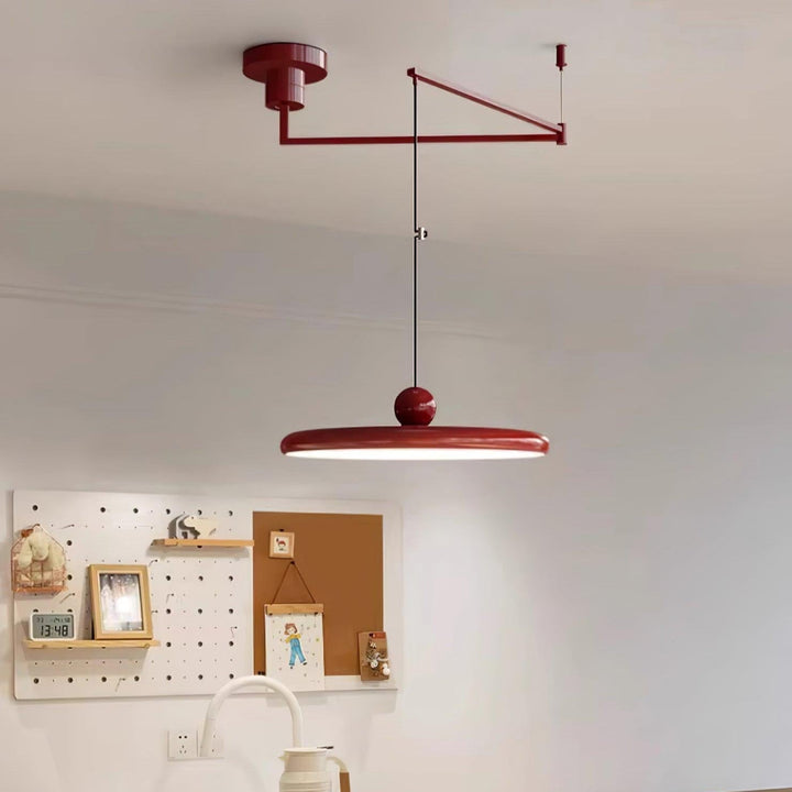 Swing Arm Pendant Ceiling Lamp Adjustable Metal Disc Shade
