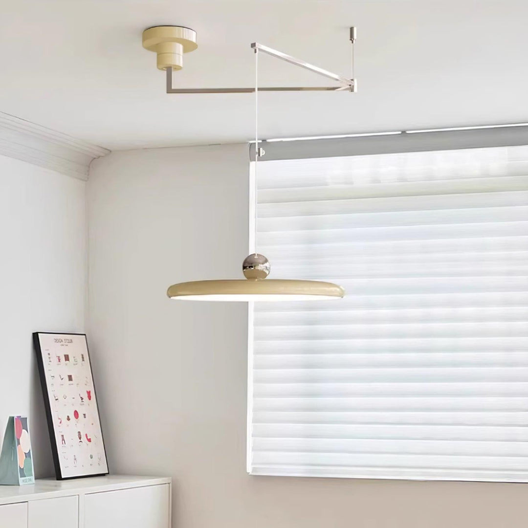 Swing Arm Pendant Ceiling Lamp Adjustable Metal Disc Shade